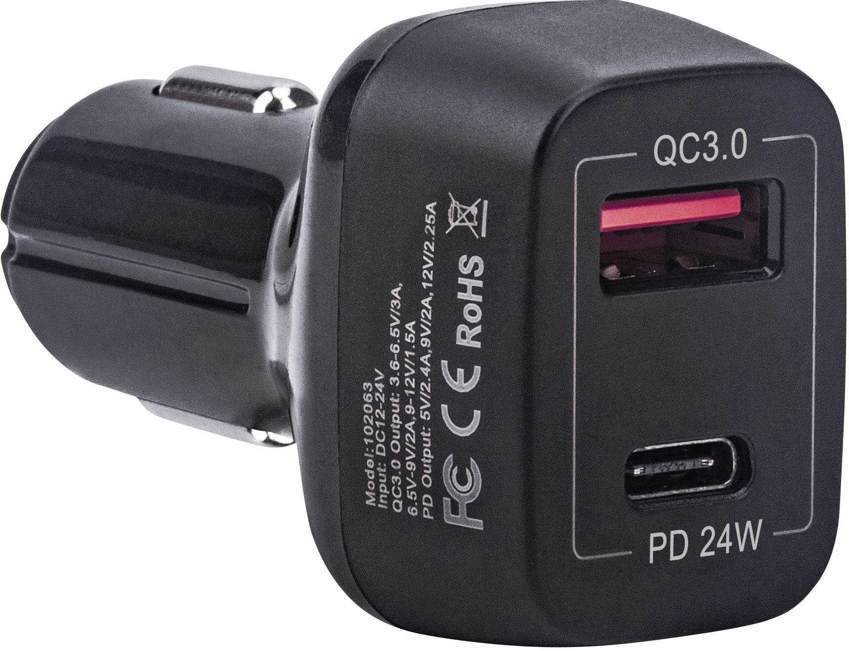 Manhattan Power Delivery 102063 Reiseladeadapter KFZ, LKW Ausgangsstrom (max.) 3A 2 x USB-C™ Buchse, USB 3.2 Gen 1 Buchse A