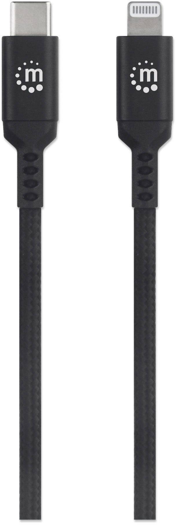 Manhattan Apple iPad/iPhone/iPod Anschlusskabel [1x USB-C® Stecker - 1x Apple Lightning-Stecker] 0.50 m Schwarz