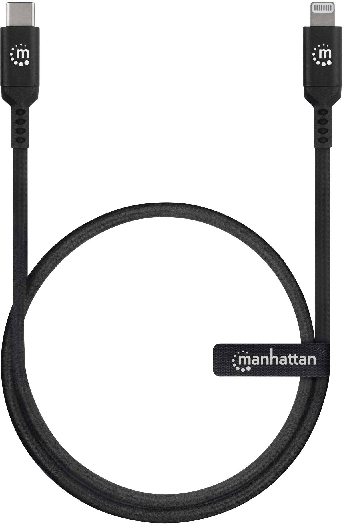 Manhattan Apple iPad/iPhone/iPod Anschlusskabel [1x USB-C® Stecker - 1x Apple Lightning-Stecker] 0.50 m Schwarz