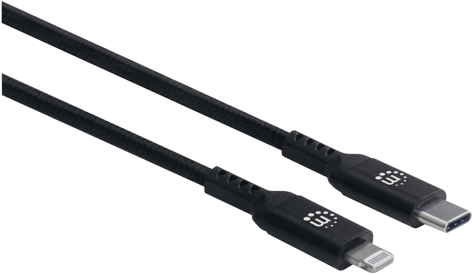 Manhattan Apple iPad/iPhone/iPod Anschlusskabel [1x USB-C® Stecker - 1x Apple Lightning-Stecker] 0.50 m Schwarz