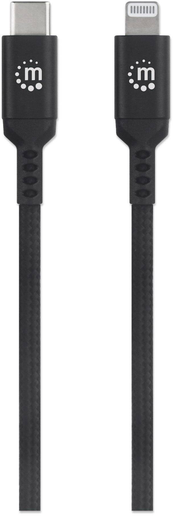 Manhattan Ladekabel [1x USB-C™ Stecker - 1x Apple Lightning-Stecker] 1.80m Schwarz