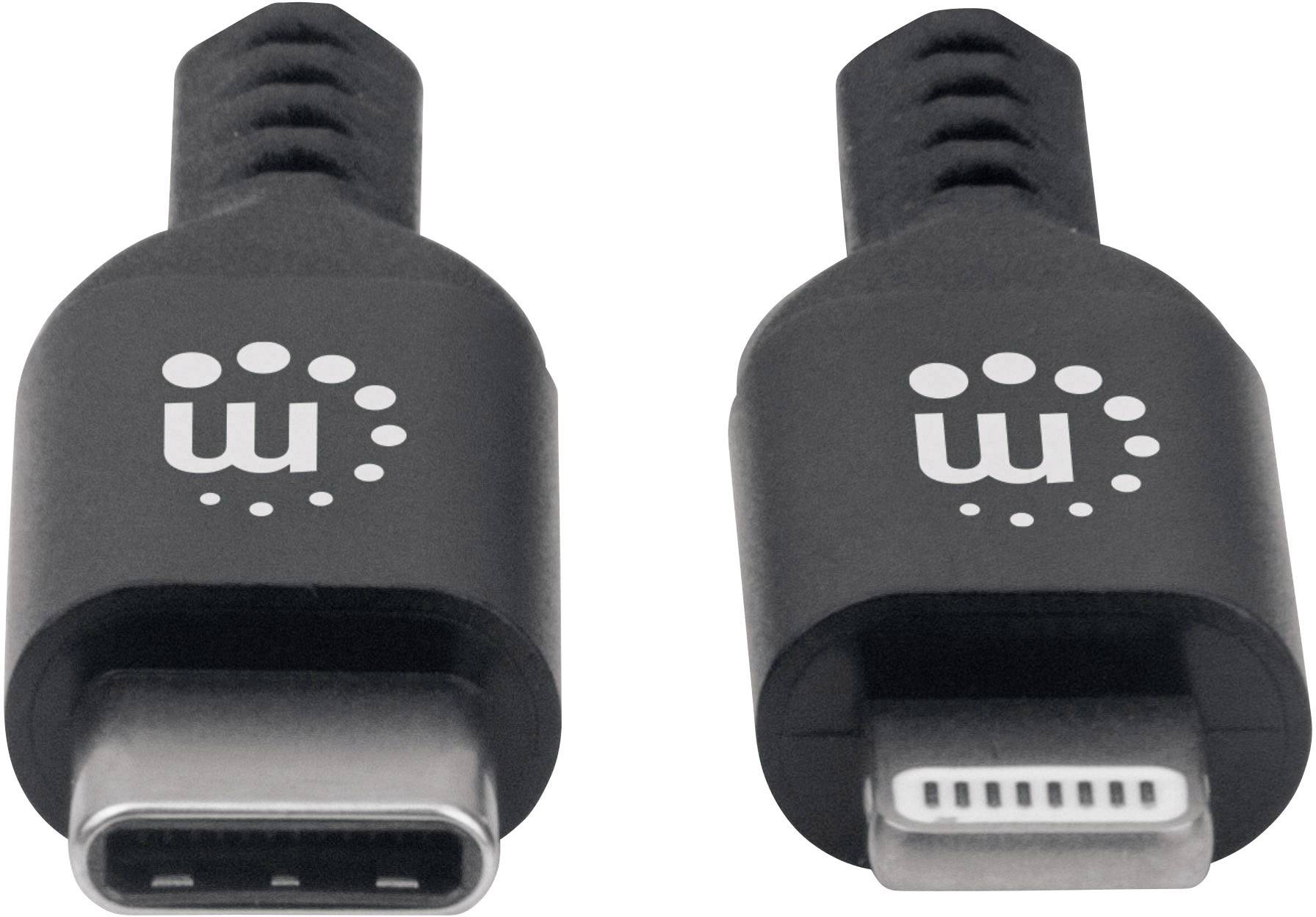 Manhattan Ladekabel [1x USB-C™ Stecker - 1x Apple Lightning-Stecker] 1.80m Schwarz