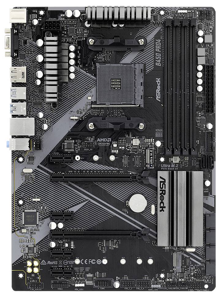 ASRock B450 PRO4 R2.0 (AM4) Mainboard Sockel (PC) AMD® AM4 Formfaktor (Details) ATX Mainboard-Chipsatz AMD® B450