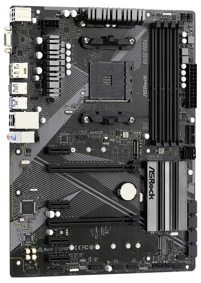 ASRock B450 PRO4 R2.0 (AM4) Mainboard Sockel (PC) AMD® AM4 Formfaktor (Details) ATX Mainboard-Chipsatz AMD® B450