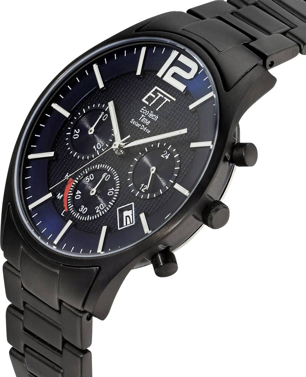 ETT Solar Chronograph EGT-12048-31M (Ø x H) 42mm x 11mm Schwarz Gehäusematerial=Titan Material (Armband)=Titan