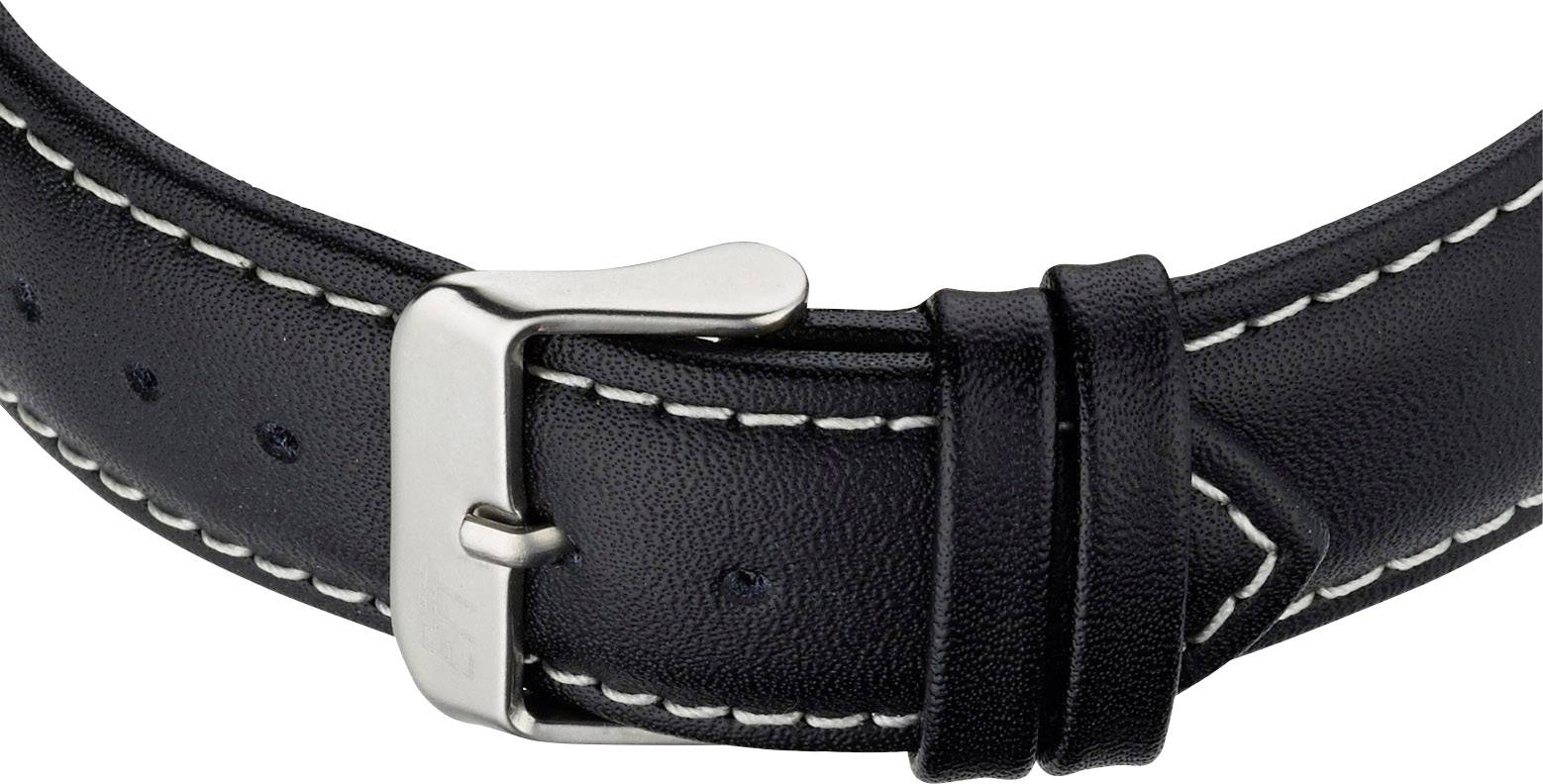 ETT Funk, Solar Funkuhr EGS-11301-22L (Ø x H) 48mm x 13mm Titan Gehäusematerial=Edelstahl Material (Armband)=Leder