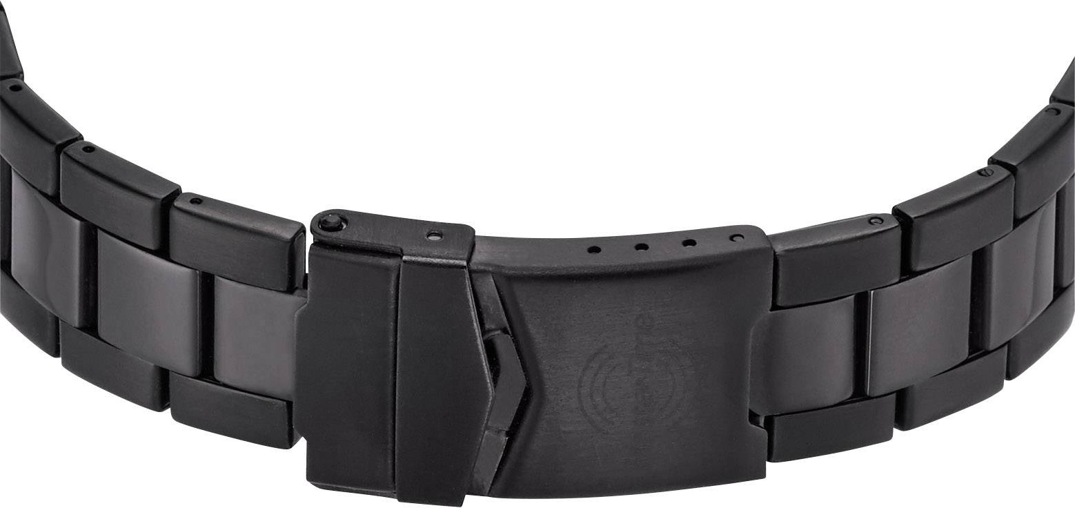 Funk Funkuhr MTGA-10689-25M (Ø x H) 41mm x 10mm Schwarz Gehäusematerial=Metall Material (Armband)=Edelstahl