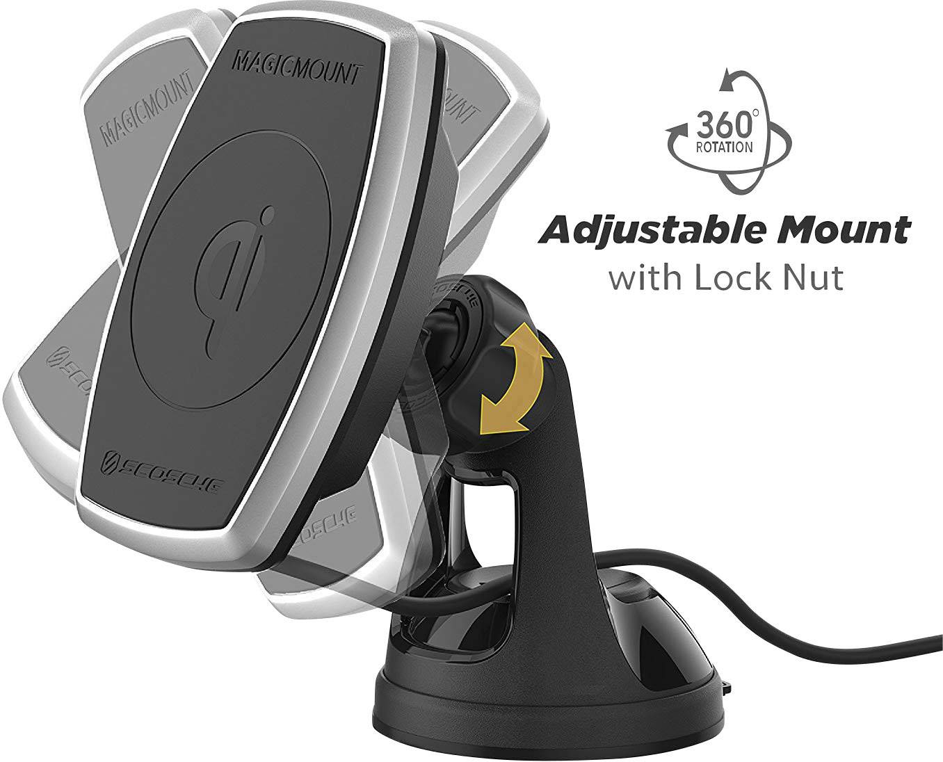 Scosche Induktions-Ladegerät 2000mA MagicMount Pro Window MPQ2WD-XTSP Ausgänge Induktionslade-Standard Schwarz, Silber