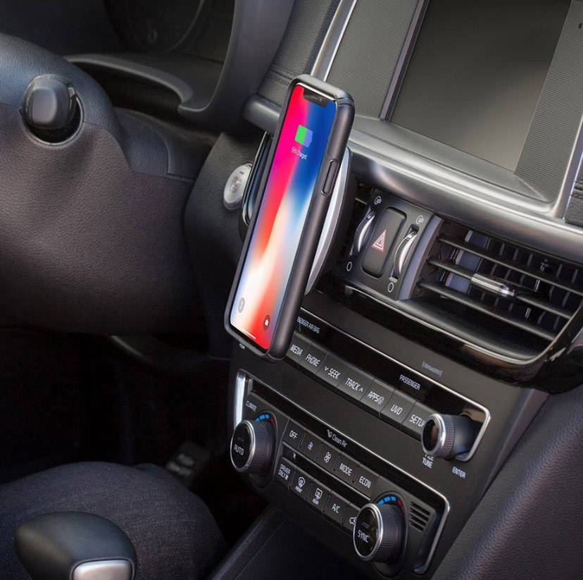 Scosche Induktions-Ladegerät 2000mA MagicMount Pro Vent MPQ2V-XTSP Ausgänge Induktionslade-Standard Schwarz, Silber