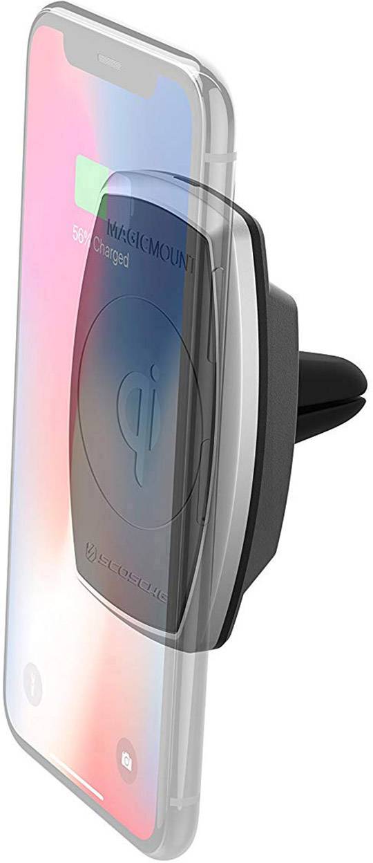 Scosche Induktions-Ladegerät 2000mA MagicMount Pro Vent MPQ2V-XTSP Ausgänge Induktionslade-Standard Schwarz, Silber