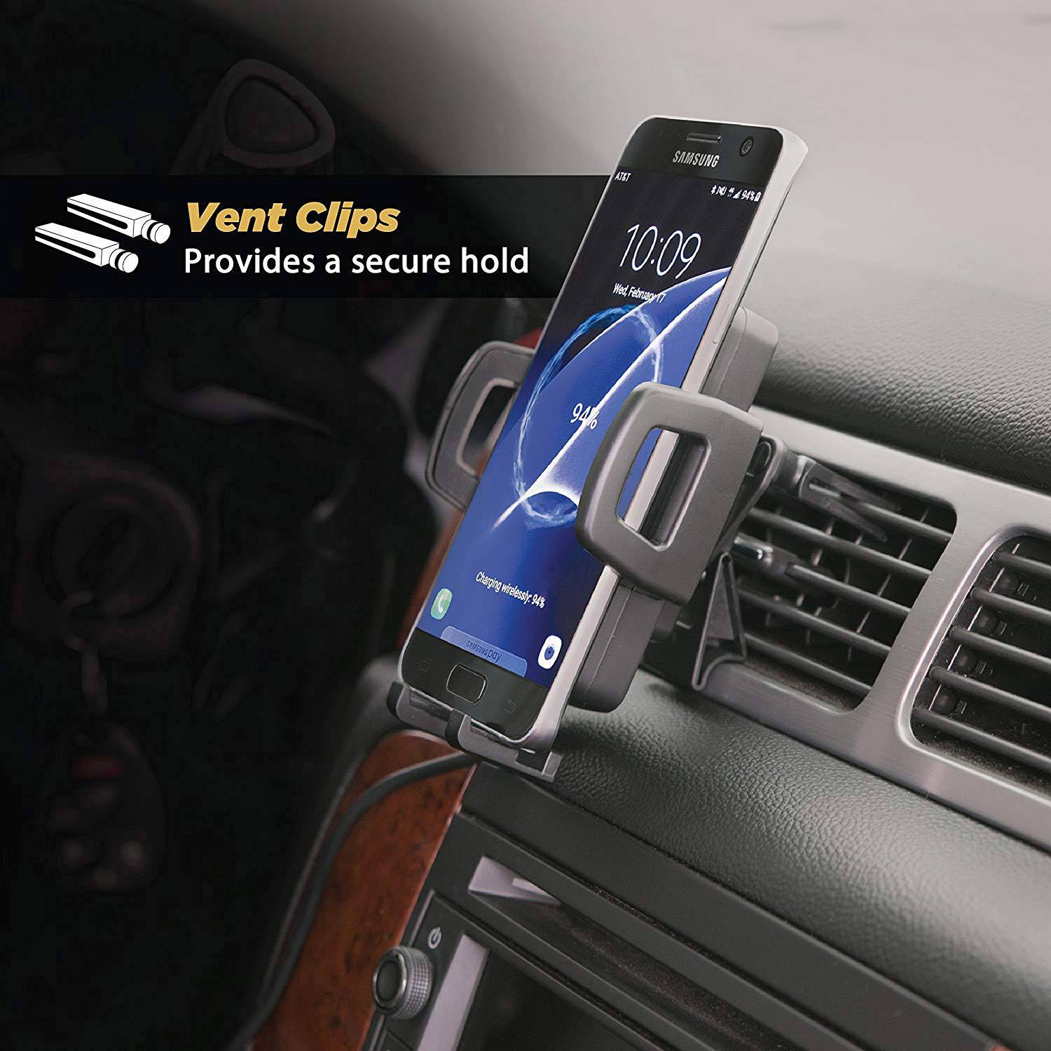 Scosche Induktions-Ladegerät 2000mA VentMount VQ2M Ausgänge Induktionslade-Standard Schwarz