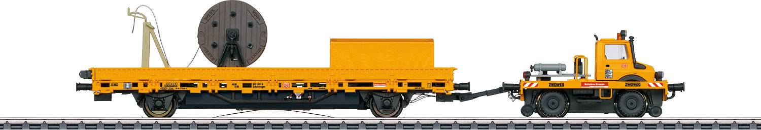 Märklin 39940 H0 2-Wege-Unimog mit Fahrleitungsbauwagen