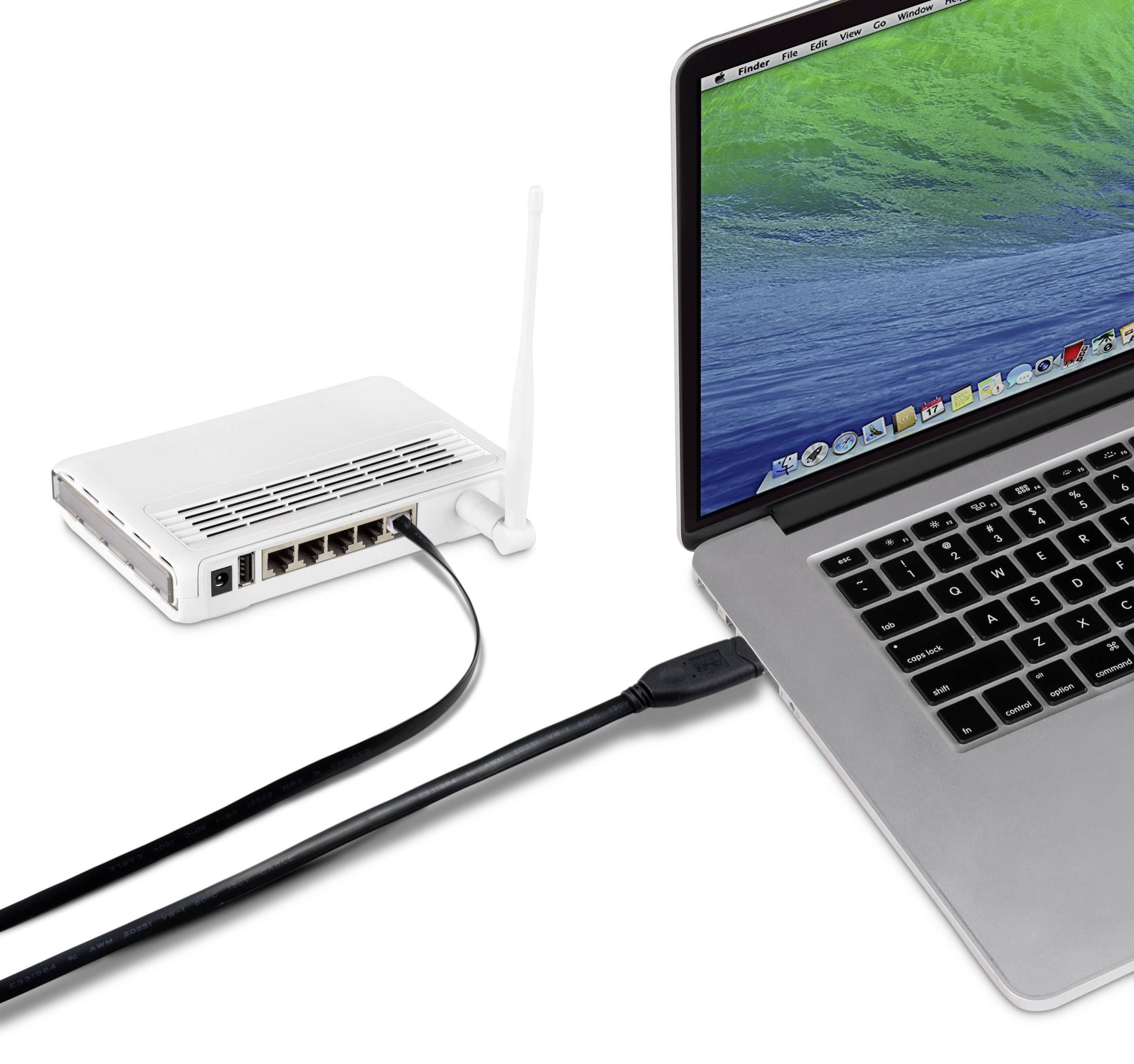 Renkforce USB-C®, RJ45 Adapterkabel [1x USB-C® Stecker - 1x RJ45-Stecker 8p8c] 1.80 m Schwarz