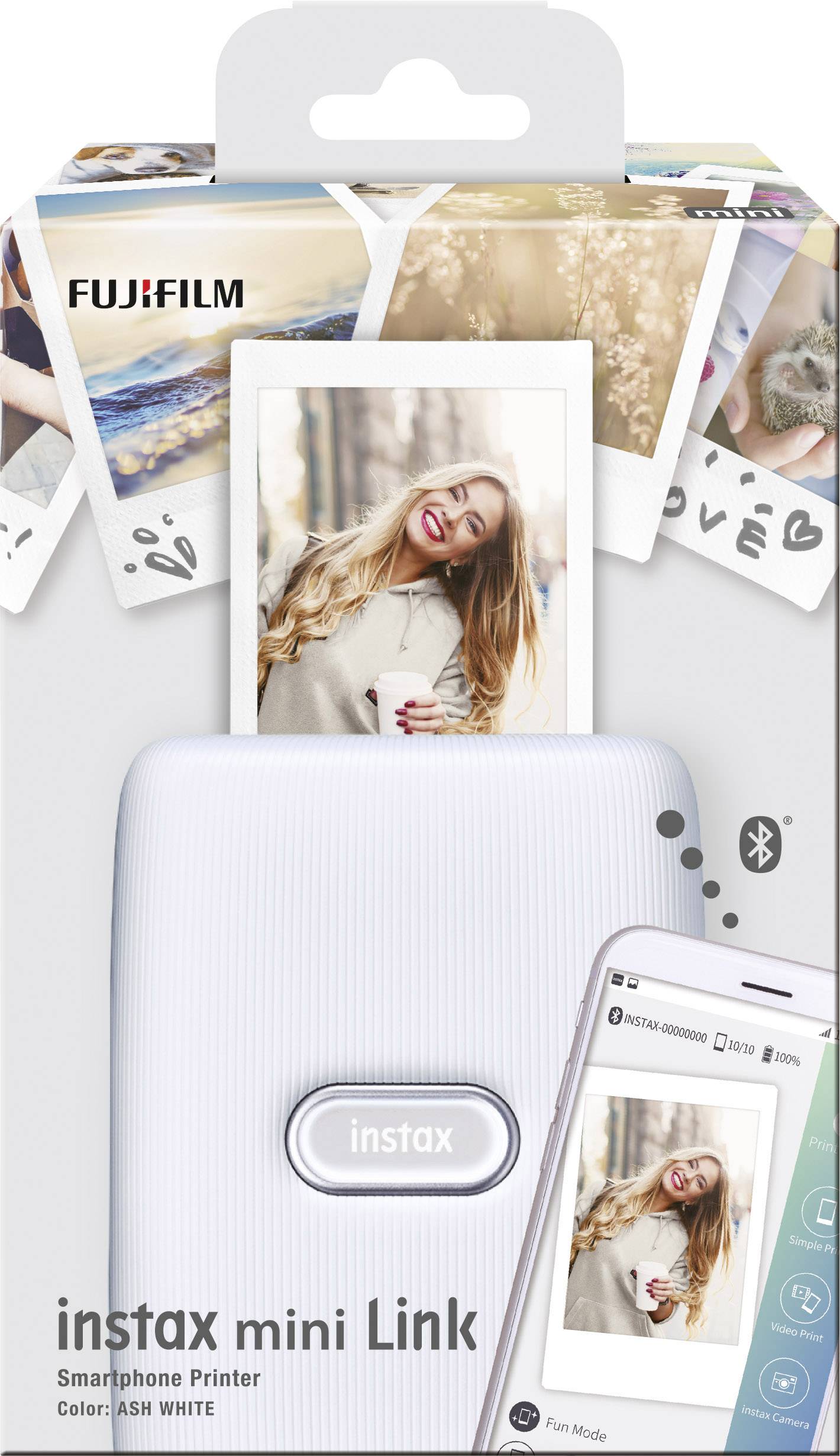 Fujifilm Instax Mini Link Ash White Sofortbild-Drucker Weiß Bluetooth