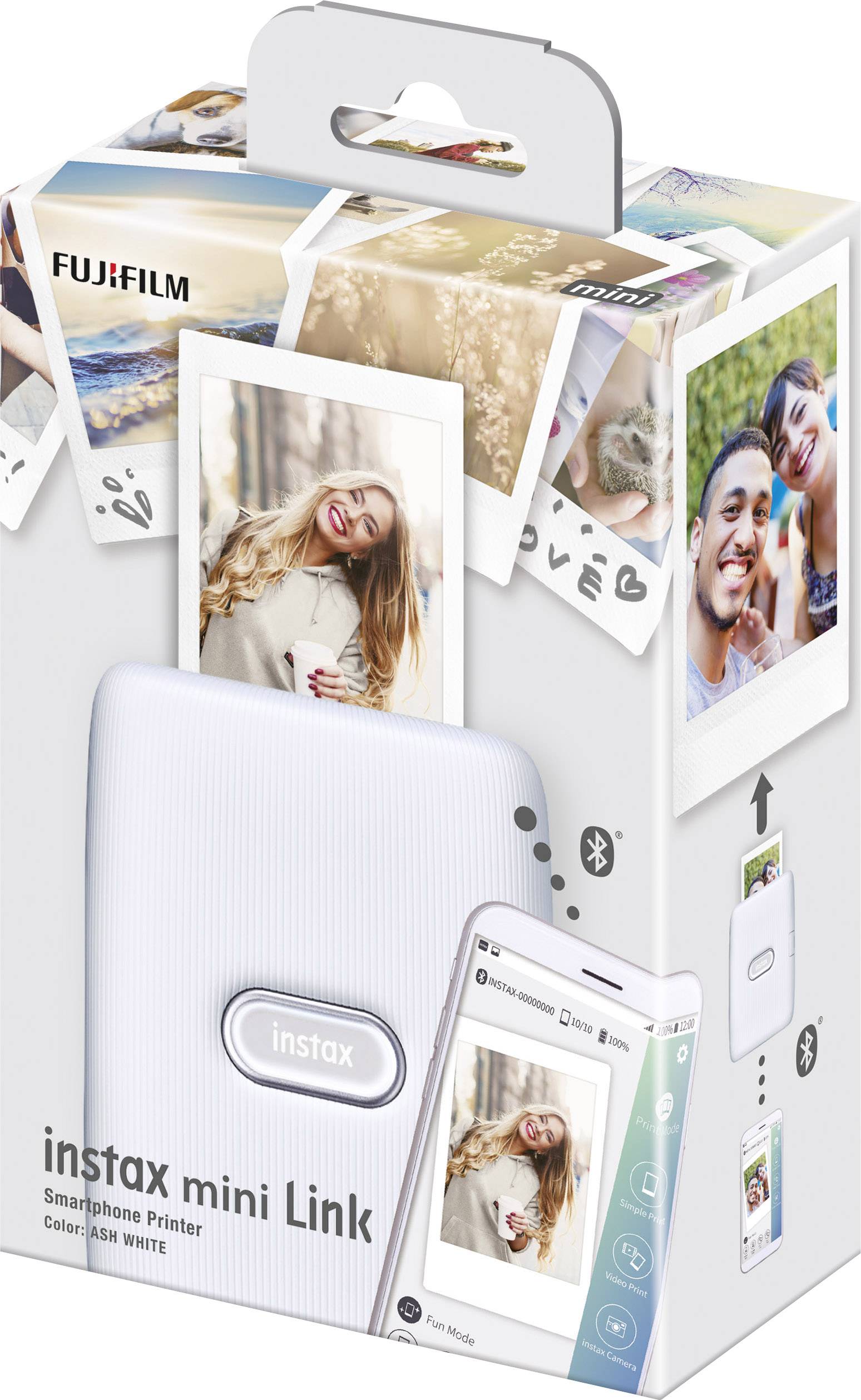 Fujifilm Instax Mini Link Ash White Sofortbild-Drucker Weiß Bluetooth