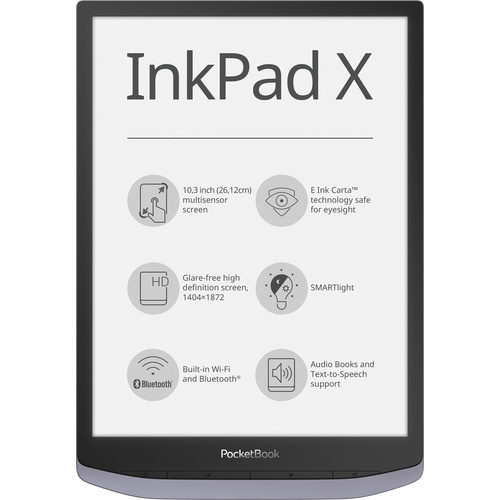 PocketBook InkPad X eBook-Reader 26.2cm (10.3 Zoll) Metallic, Grau