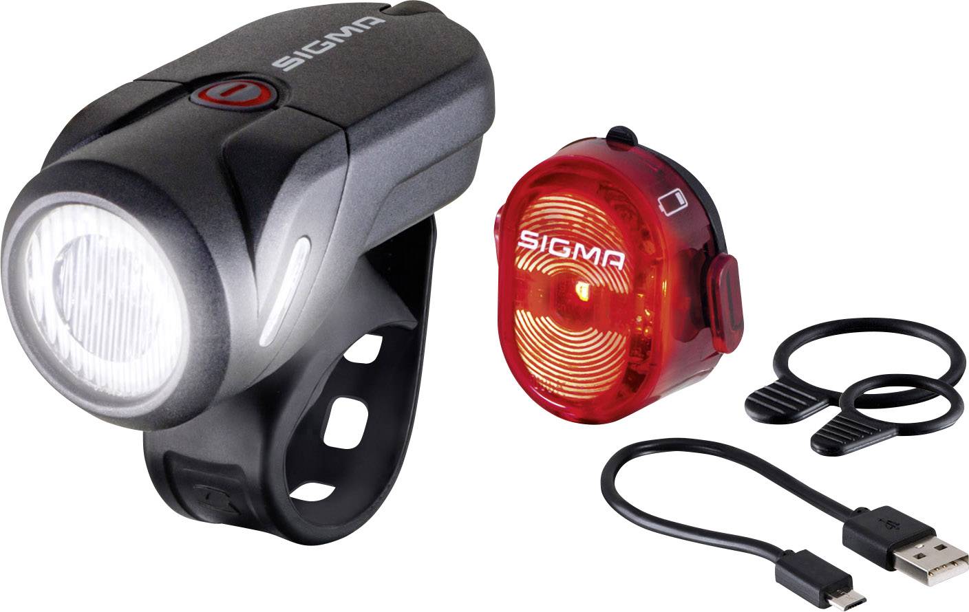 Sigma Fahrradbeleuchtung Set AURA 35 / Nugget Set LED akkubetrieben Schwarz
