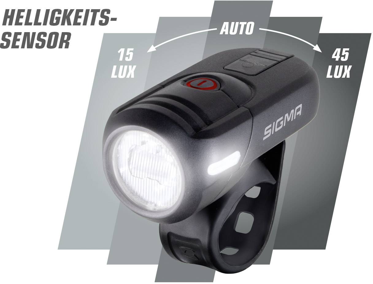 Sigma Fahrrad-Scheinwerfer AURA 45 LED akkubetrieben Schwarz