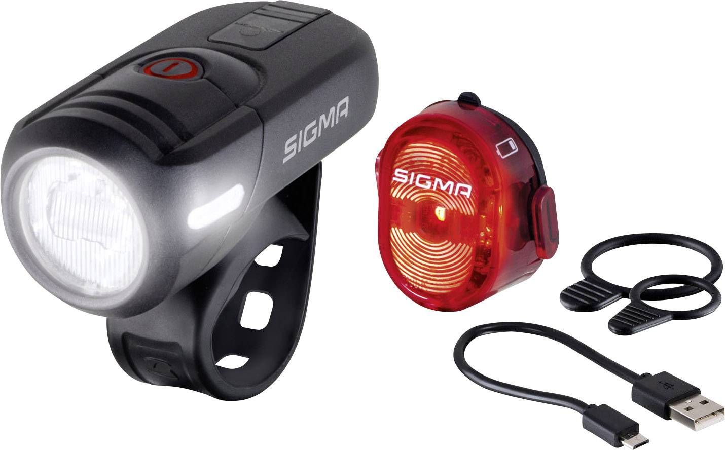 Sigma Fahrradbeleuchtung Set AURA 45 / Nugget Set LED akkubetrieben Schwarz