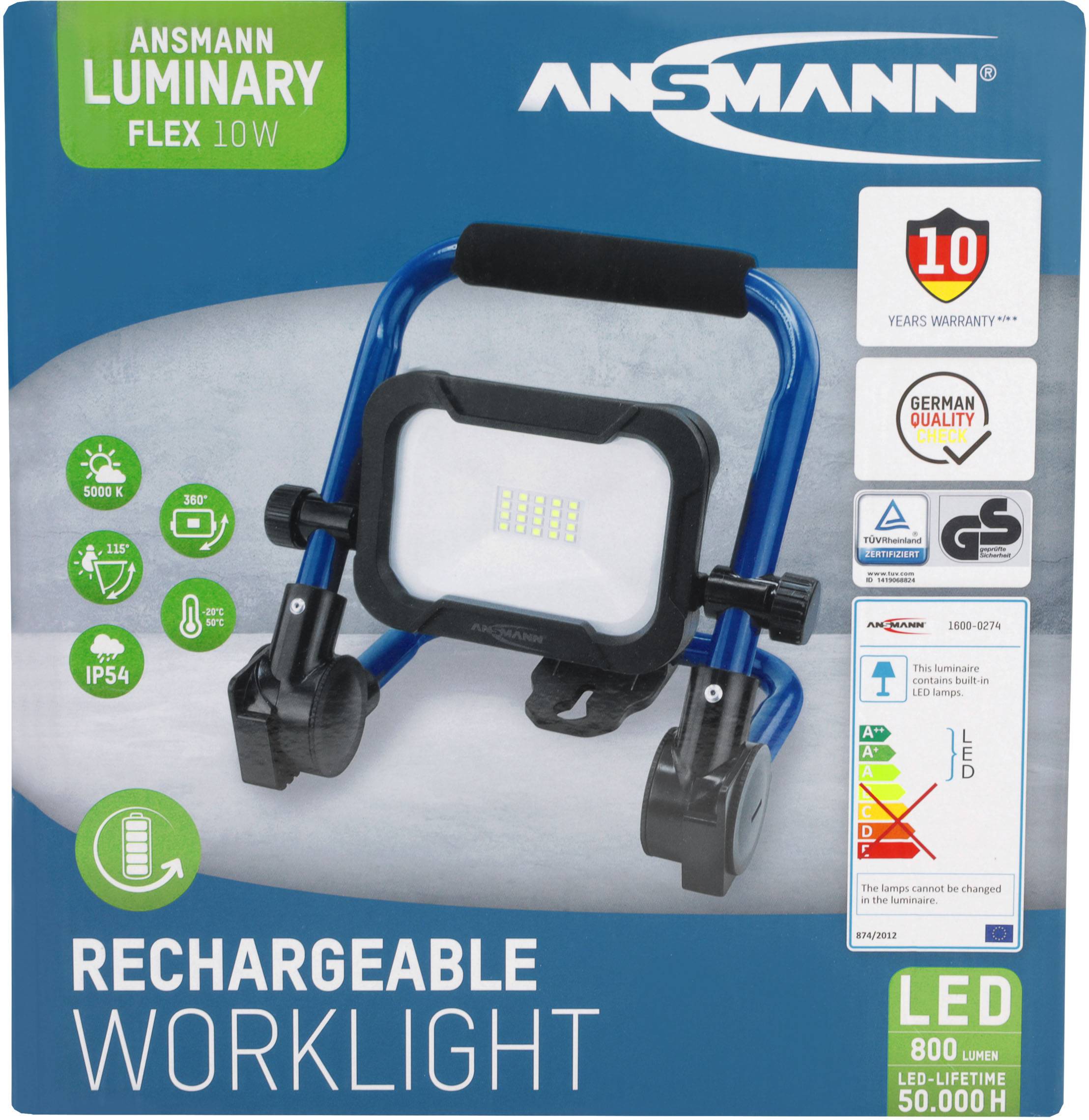 Ansmann FL800R Baustrahler 10 W 800 lm Neutralweiß 1600-0274