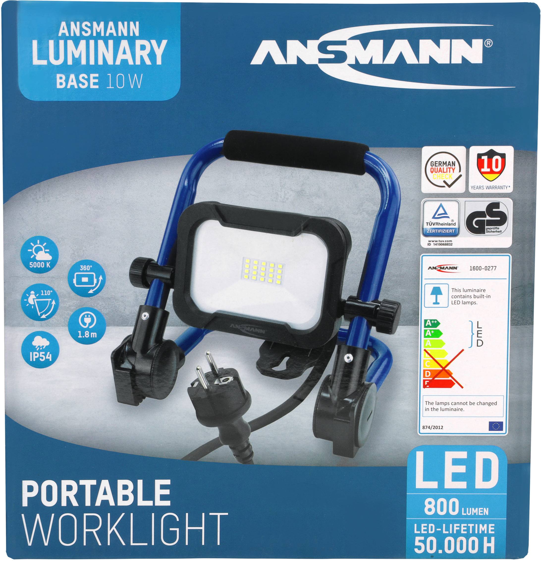 Ansmann FL800AC Baustrahler EEK F (A - G) 10 W 800 lm Neutralweiß 1600-0277