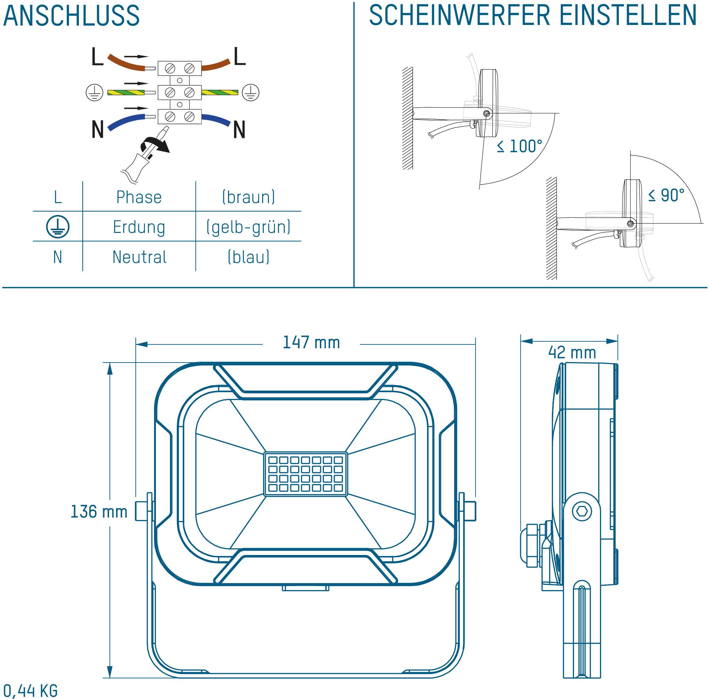Ansmann WFL800 1600-0280 LED-Wandstrahler EEK: F (A - G) 10 W Leuchtfarben: Neutralweiß