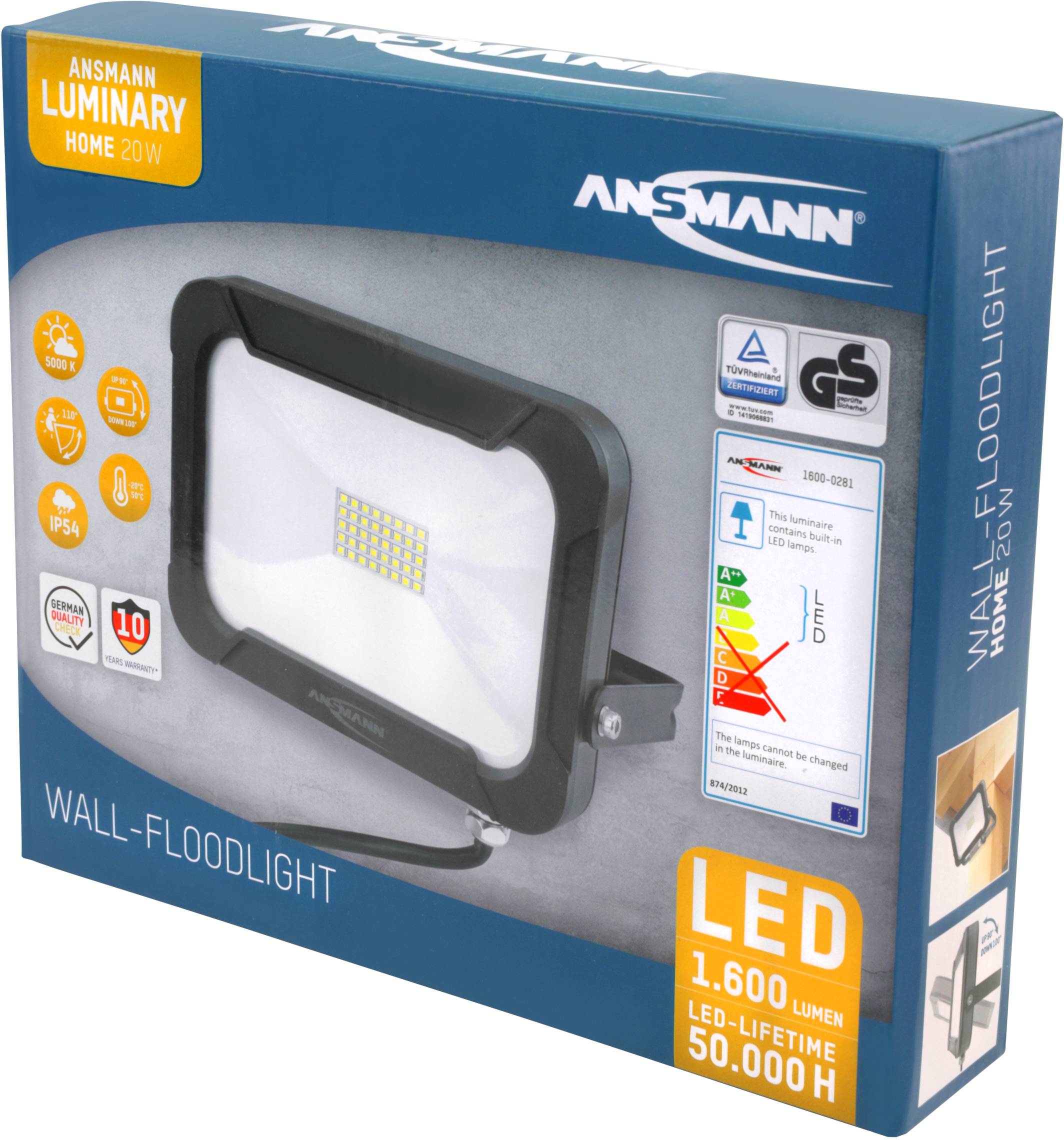 Ansmann WFL1600 1600-0281 LED-Wandstrahler EEK: F (A - G) 20 W Leuchtfarben: Neutralweiß