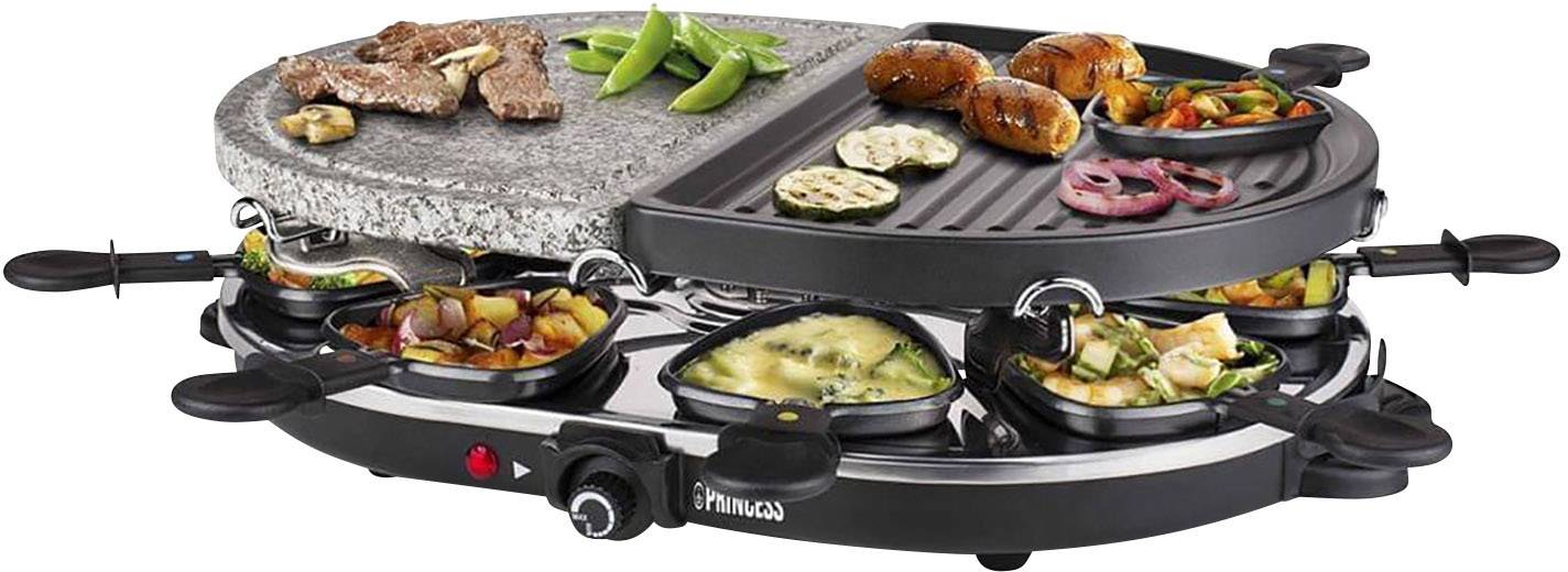 Princess 162710 - Gourmet And Stone Grill Raclette 8 Pfännchen Schwarz