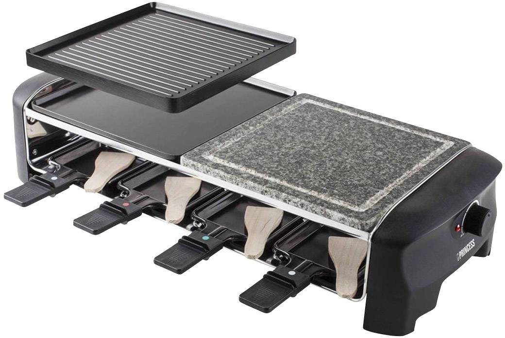 Princess Gourmet and Stone Grill Raclette 8Pfännchen Schwarz