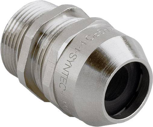 Metallkabelverschraubung mit Gewinde, geeignet für industrielle Anwendungen. Silberfarben, zylindrische Form, zur festen Kabelbefestigung.