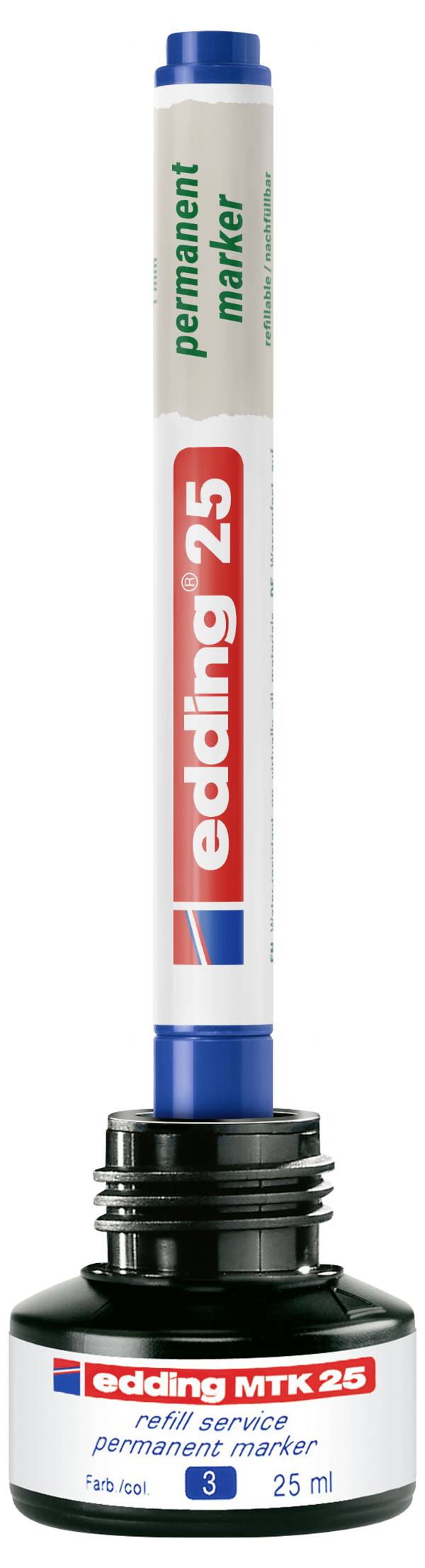 Edding MTK 25 Nachfüllflasche für einen Permanentmarker, gekennzeichnet mit 25 ml.