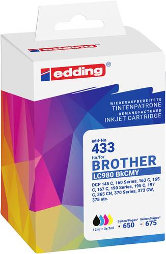 Edding Druckerpatrone ersetzt Brother LC980 BKCMY Kompatibel Kombi-Pack Color EDD-433 18-433