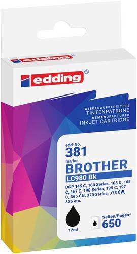 Edding Druckerpatrone ersetzt Brother LC980BK Kompatibel Schwarz EDD-381 18-381