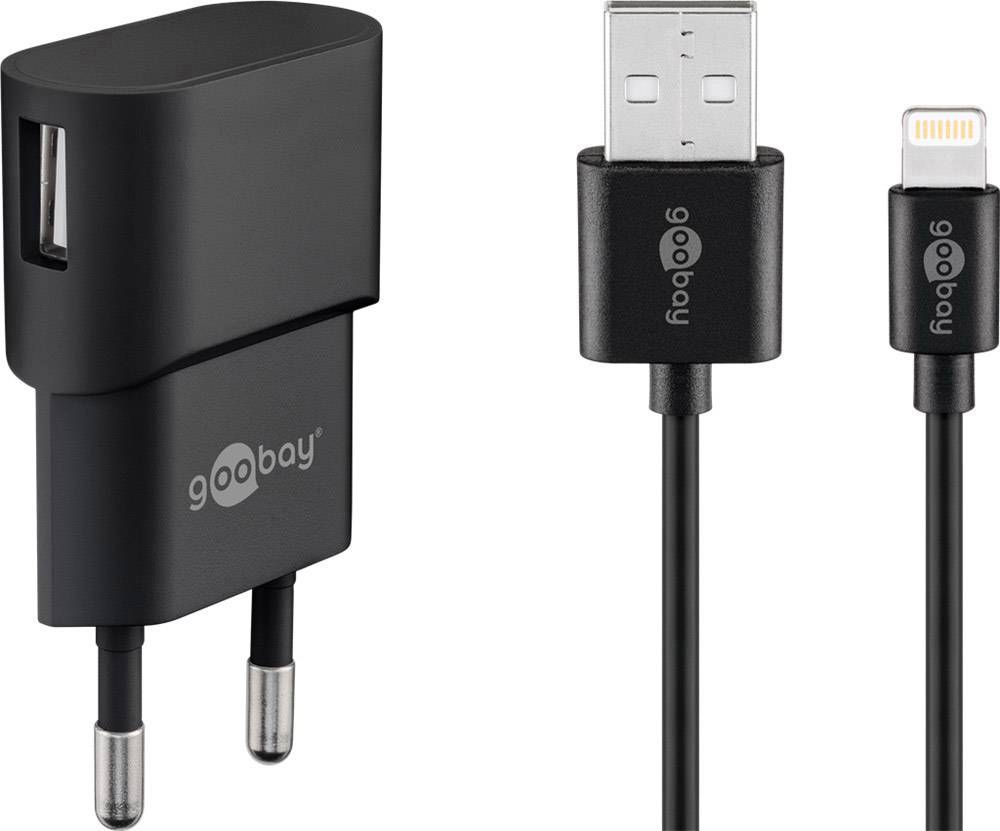 Goobay Apple Lightning Ladeset 1 A USB Ladegerät 5 W USB 2.0 Buchse A Schwarz Steckdose
