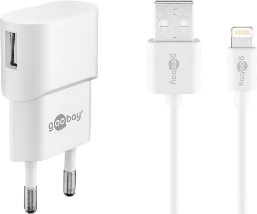 Goobay Apple Lightning Ladeset 1 A USB Ladegerät 5 W USB 2.0 Buchse A Weiß Steckdose