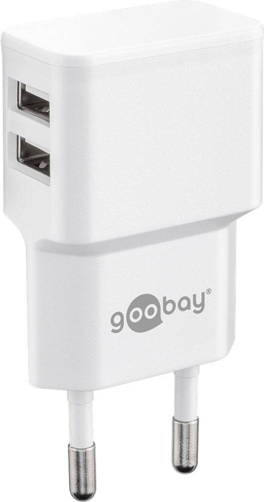 Goobay Apple Lightning Dual Ladeset 2,4 A USB Ladegerät 12 W USB 2.0 Buchse A, USB 2.0 Buchse A Weiß Steckdose