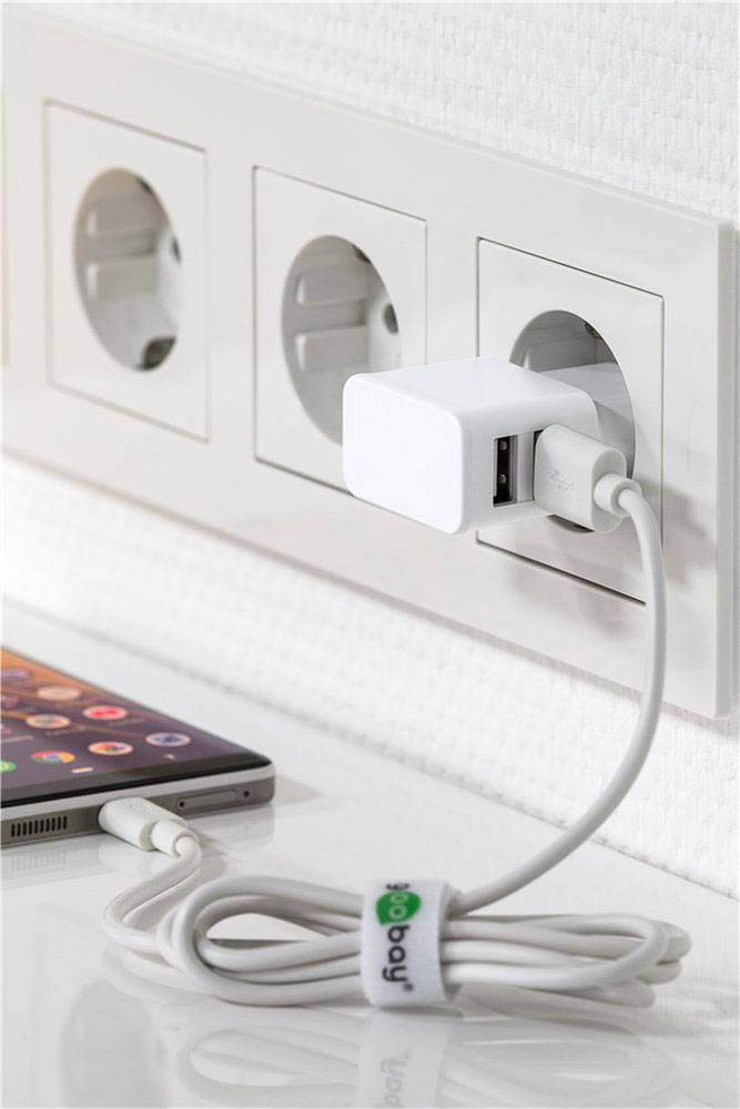 Goobay USB-C™ Dual Ladeset 2,4 A 44987 USB-Ladegerät Steckdose Ausgangsstrom (max.) 2.4 2 x USB 2.