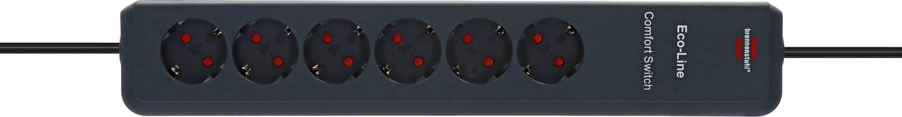 Brennenstuhl 1159450616 Steckdosenleiste mit Schalter 6fach Schwarz 1 St.