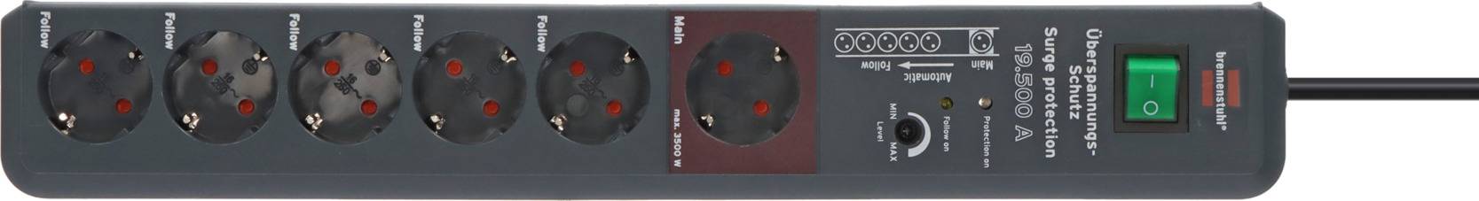 Brennenstuhl 1159490966 Main/Follow-Steckdosenleiste 5fach Anthrazit Schutzkontakt 1St.