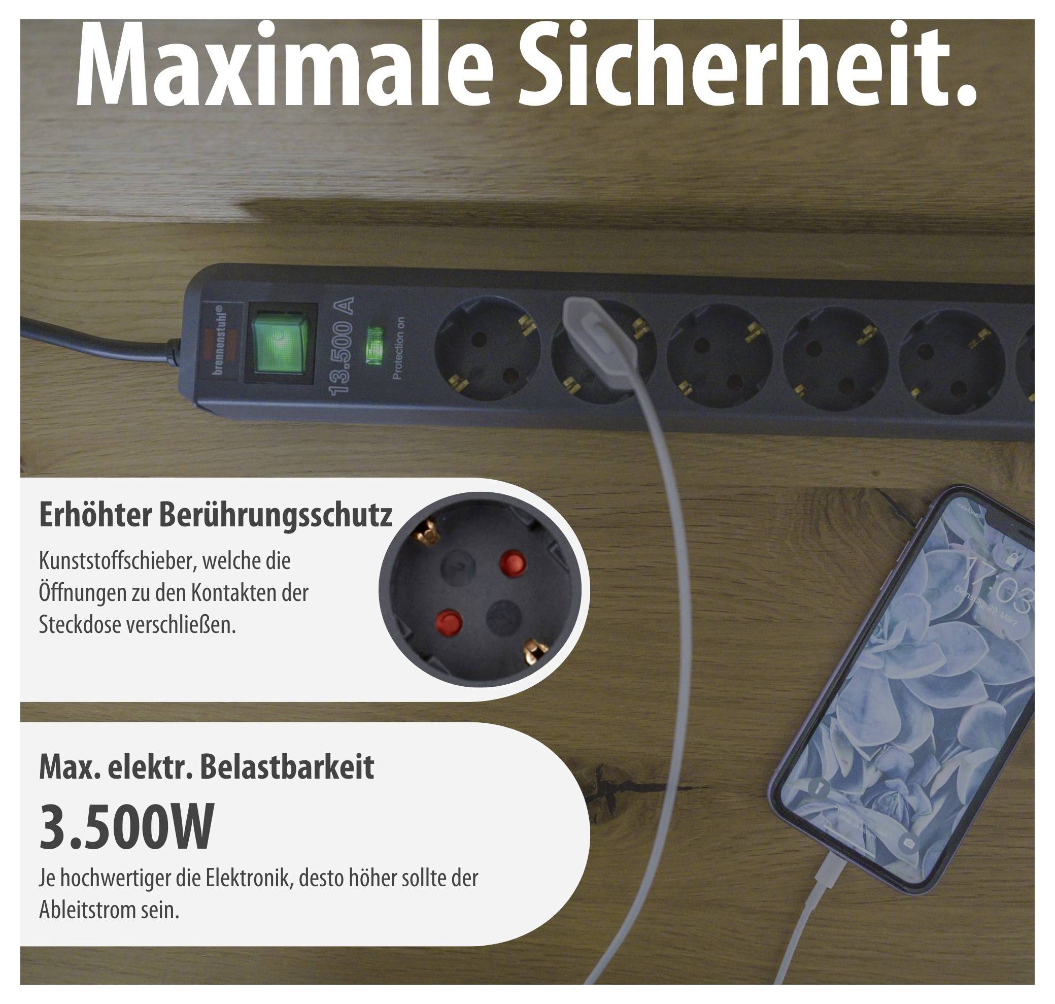 Brennenstuhl 1159710515 Überspannungsschutz-Steckdosenleiste 6fach Anthrazit Schutzkontakt 1 St.