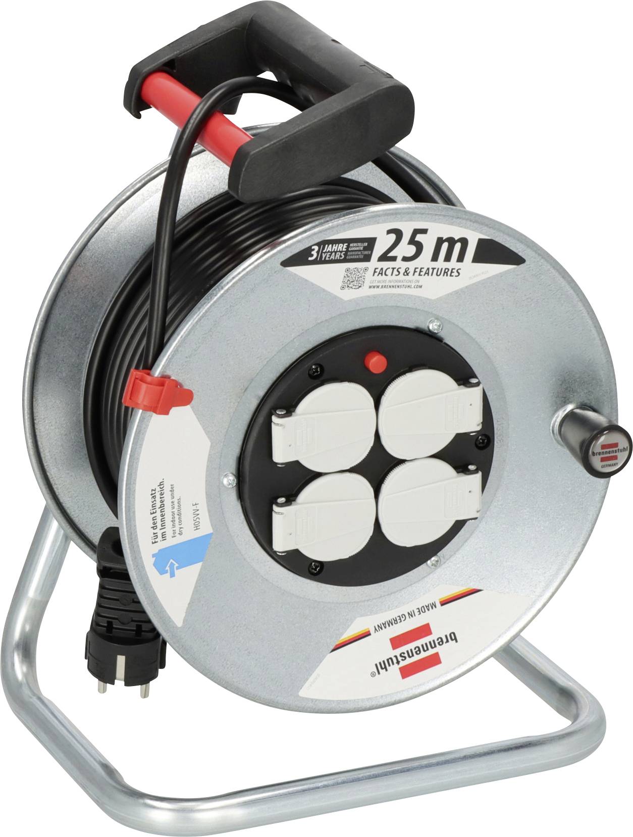 Brennenstuhl 1195056 Kabeltrommel 25 m Schwarz Schutzkontakt-Stecker