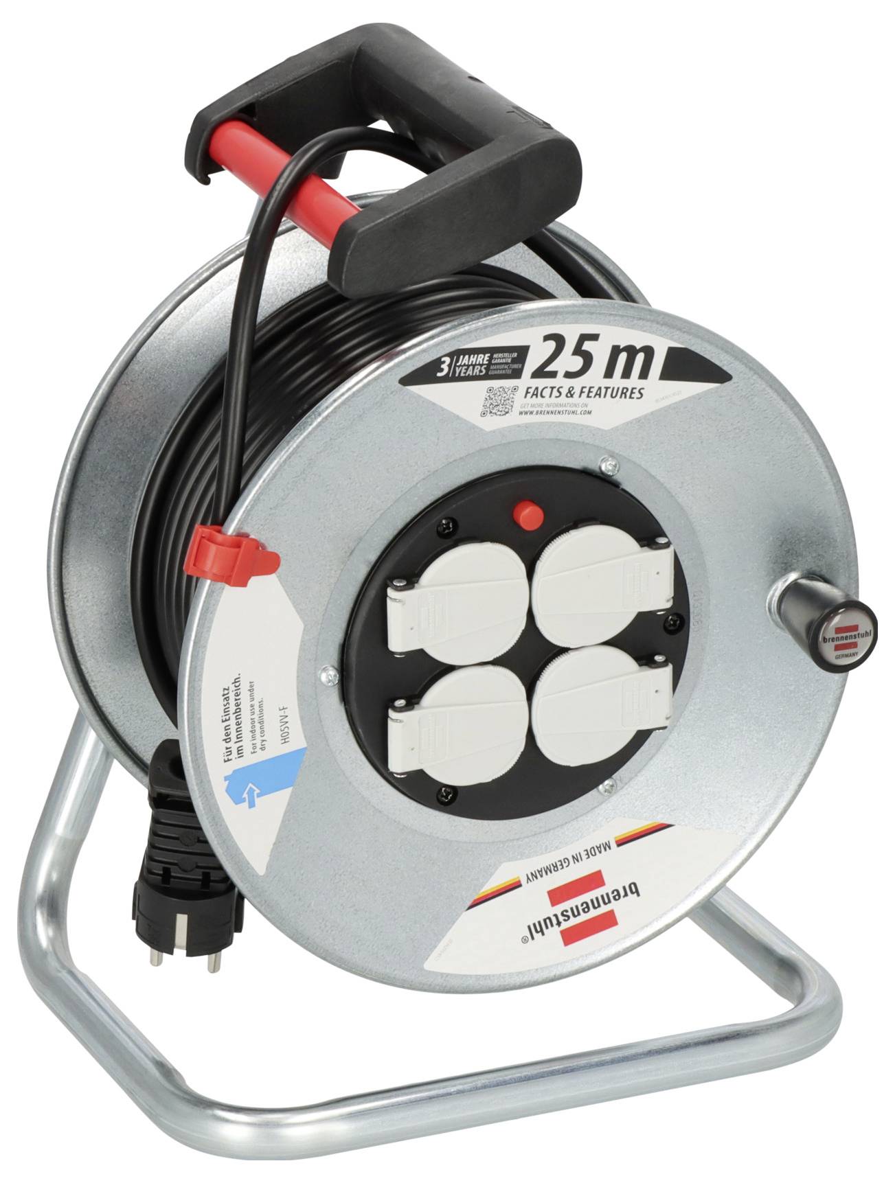 Brennenstuhl 1195056 Kabeltrommel 25 m Schwarz Schutzkontakt-Stecker