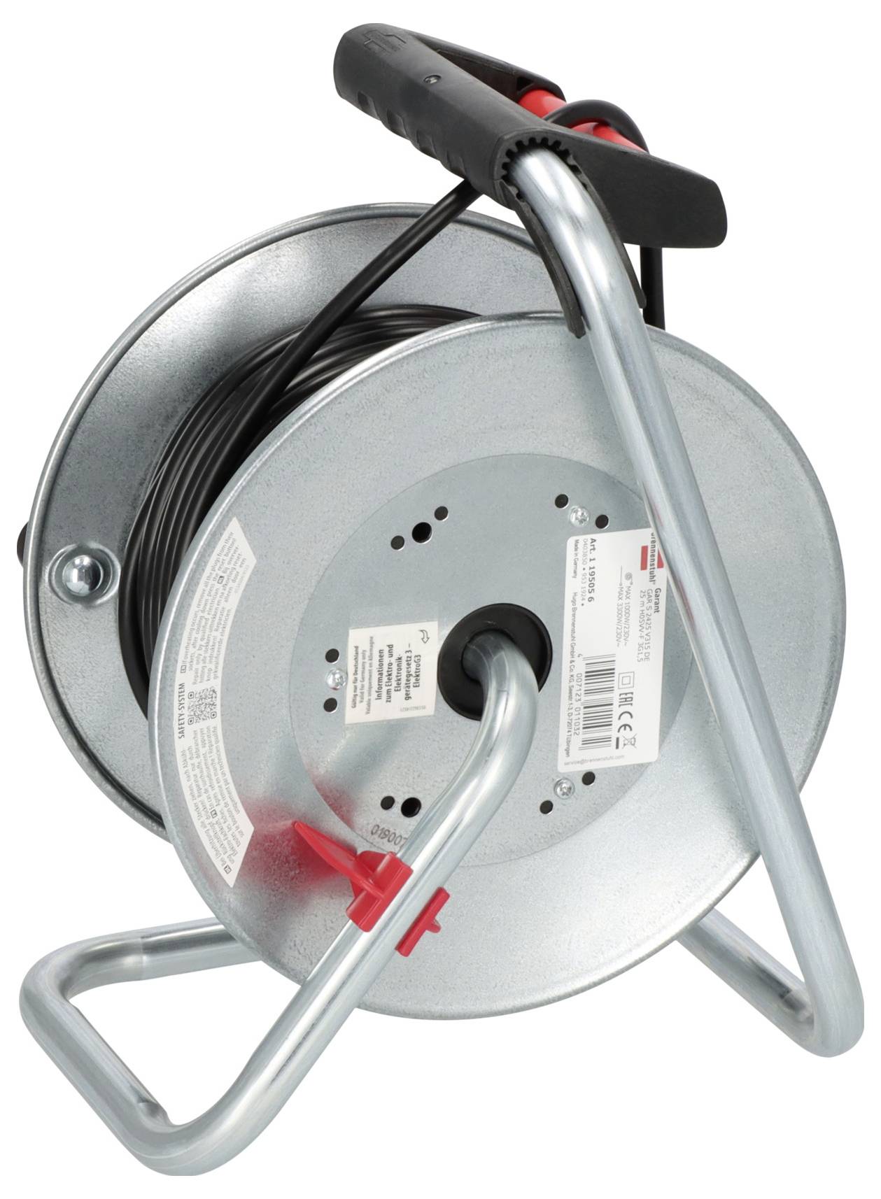 Brennenstuhl 1195056 Kabeltrommel 25 m Schwarz Schutzkontakt-Stecker