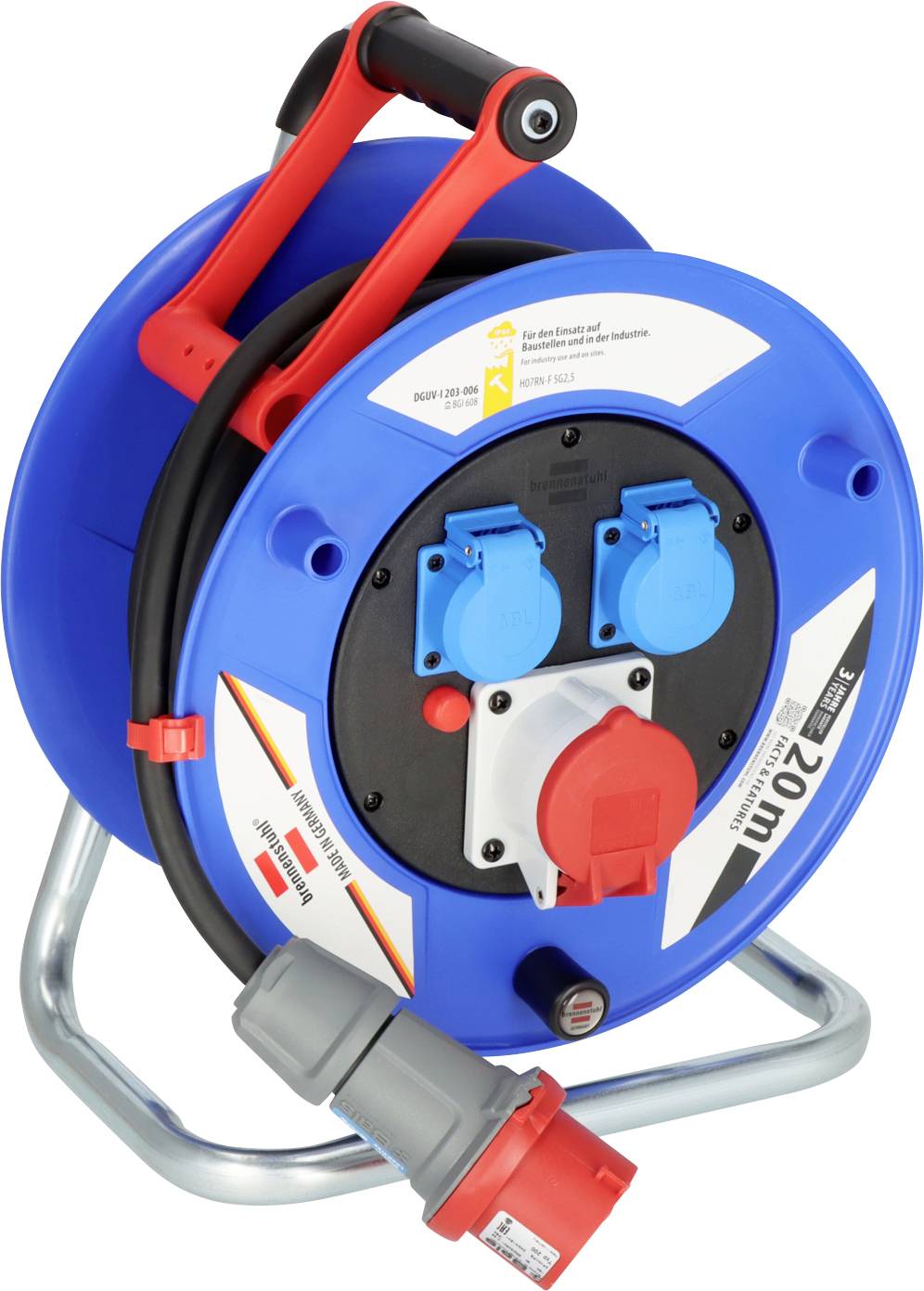 Brennenstuhl 1237990 Kabeltrommel 20.00 m Schwarz CEE-Stecker 16 A 5polig