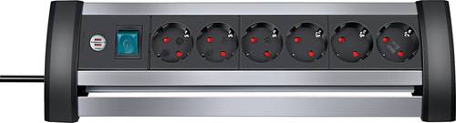 1394000416 Steckdosenleiste mit Schalter 6fach Schwarz, Silber Schutzkontakt 1St.