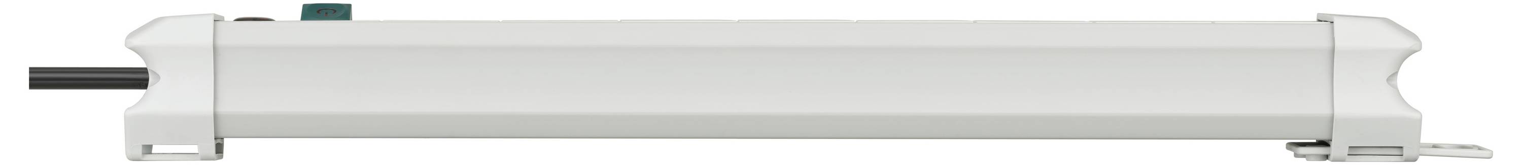 Weiße Leuchtstoffröhren-Leuchte mit Metallendkappen, horizontal auf neutralem Hintergrund dargestellt.