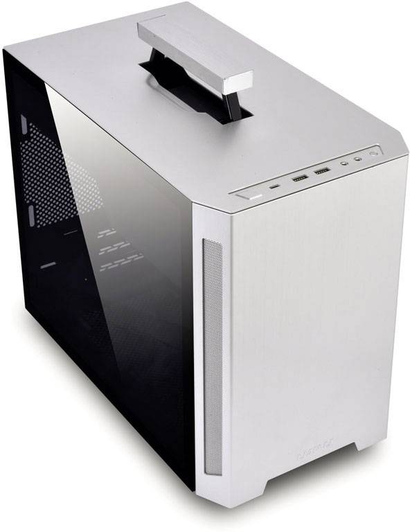 Lian Li TU150WA Mini-Tower Gehäuse Silber Seitenfenster, Staubfilter, Tragegriff