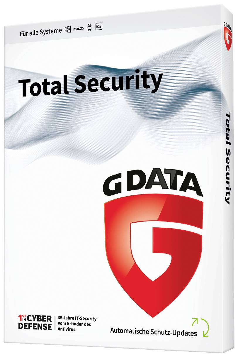 G-Data Total Security Vollversion, 3 Lizenzen Windows, Mac, Android, iOS Antivirus, Sicherheits-Software