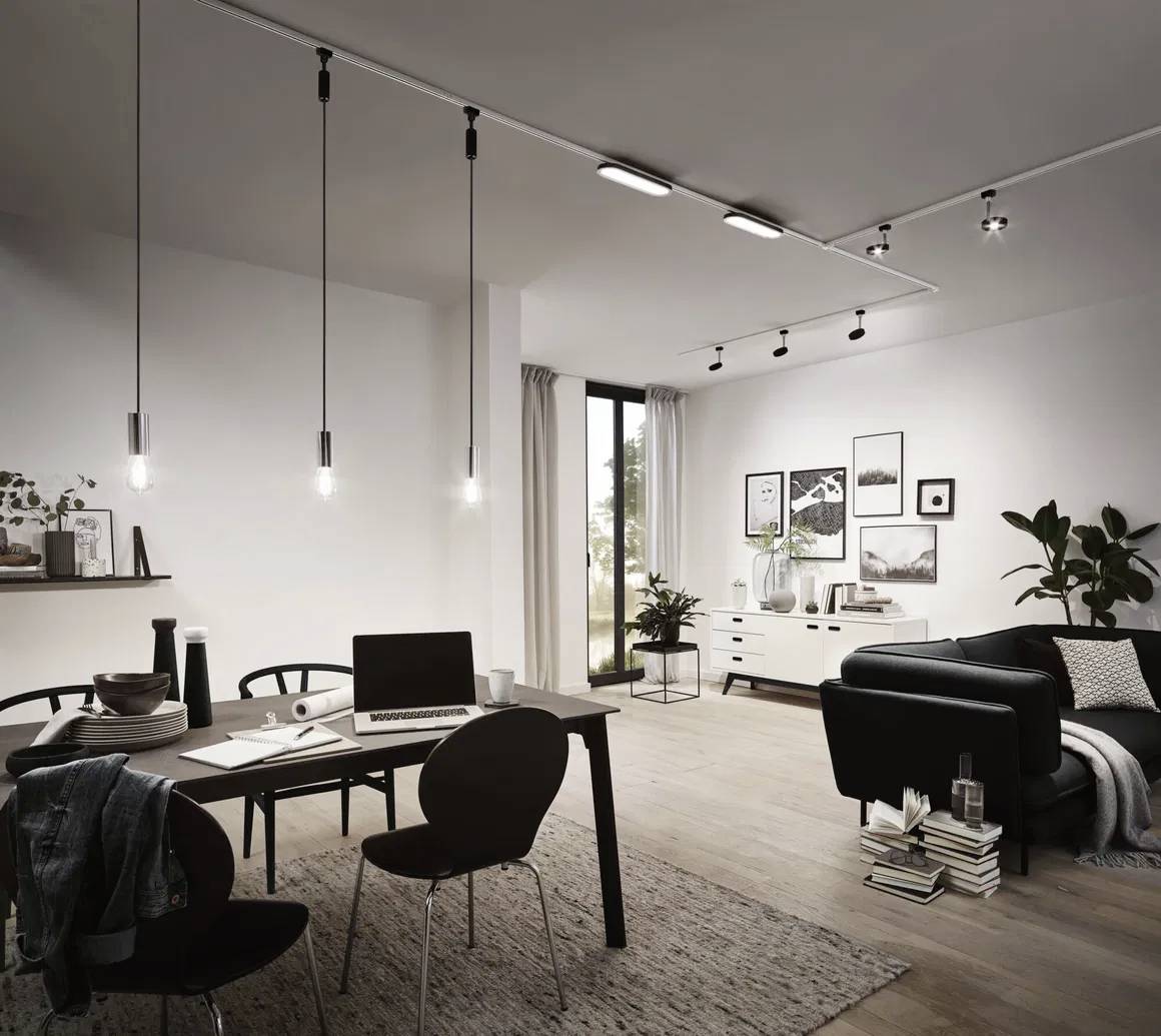 Paulmann Hochvolt-Schienensystem-Leuchte 1phasig E27 20W LED Schwarz (matt), Chrom