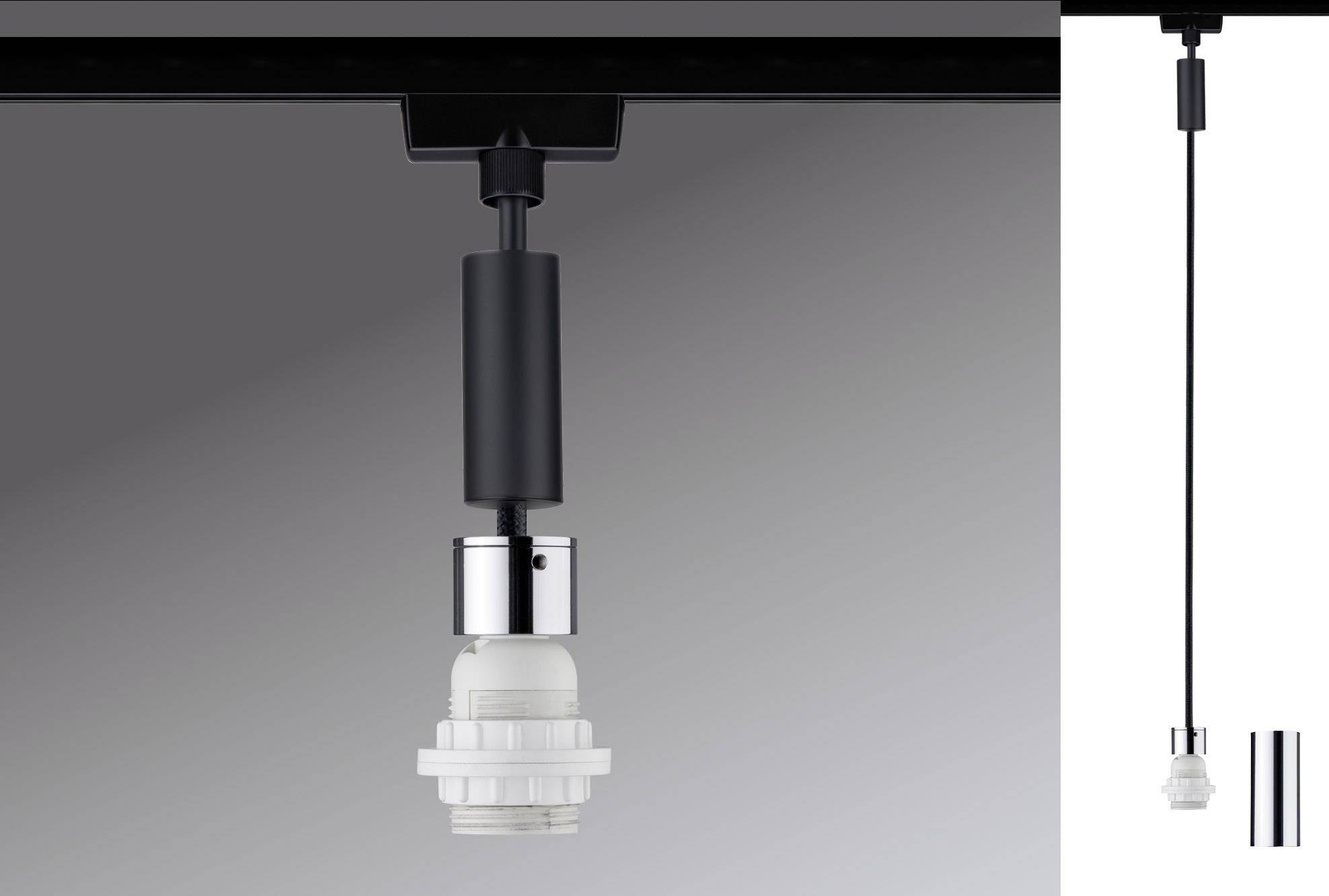 Paulmann Hochvolt-Schienensystem-Leuchte 1phasig E27 20W LED Schwarz (matt), Chrom